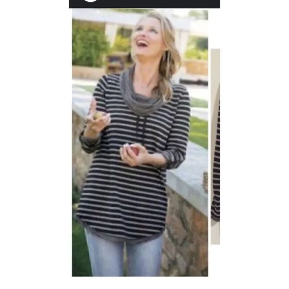 Soft surroundings cowl neck long top Xl